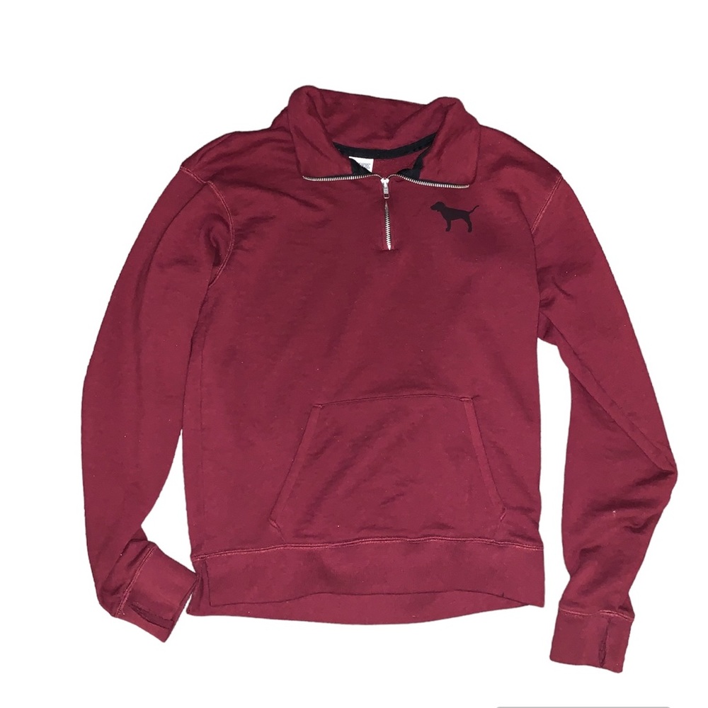 Victoria Secret Pink Half Zip Maroon Pullover